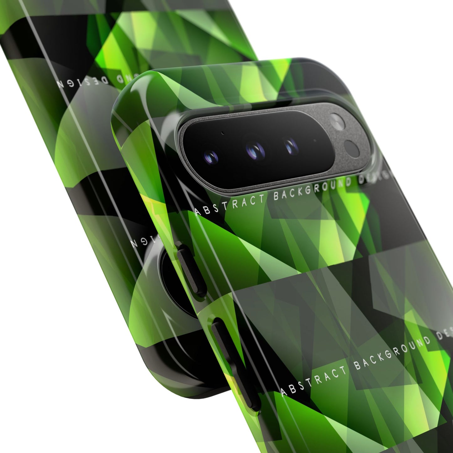 Green Geometric Phone Case — Abstract Triangular Pattern Tough Case