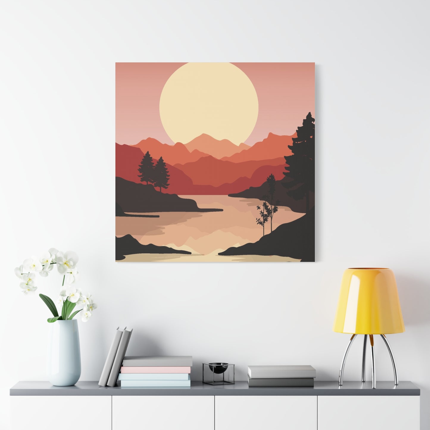 Minimal Mountain Outline Canvas, Stretched Matte, Single-Peak Trail Art | Mountaincore