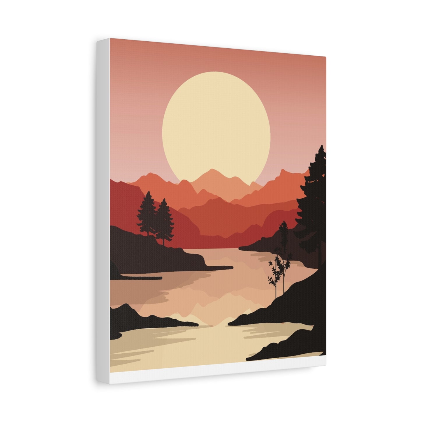 Minimal Mountain Outline Canvas, Stretched Matte, Single-Peak Trail Art | Mountaincore