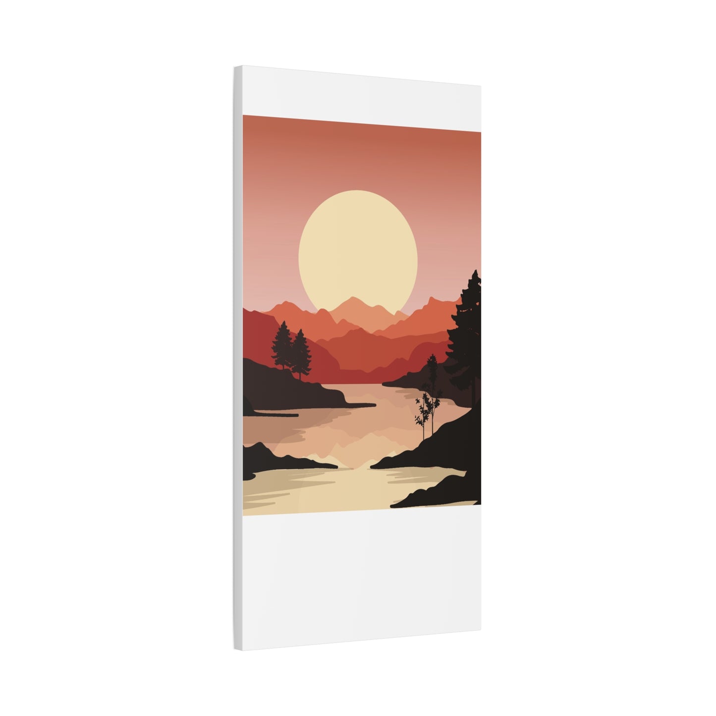 Minimal Mountain Outline Canvas, Stretched Matte, Single-Peak Trail Art | Mountaincore