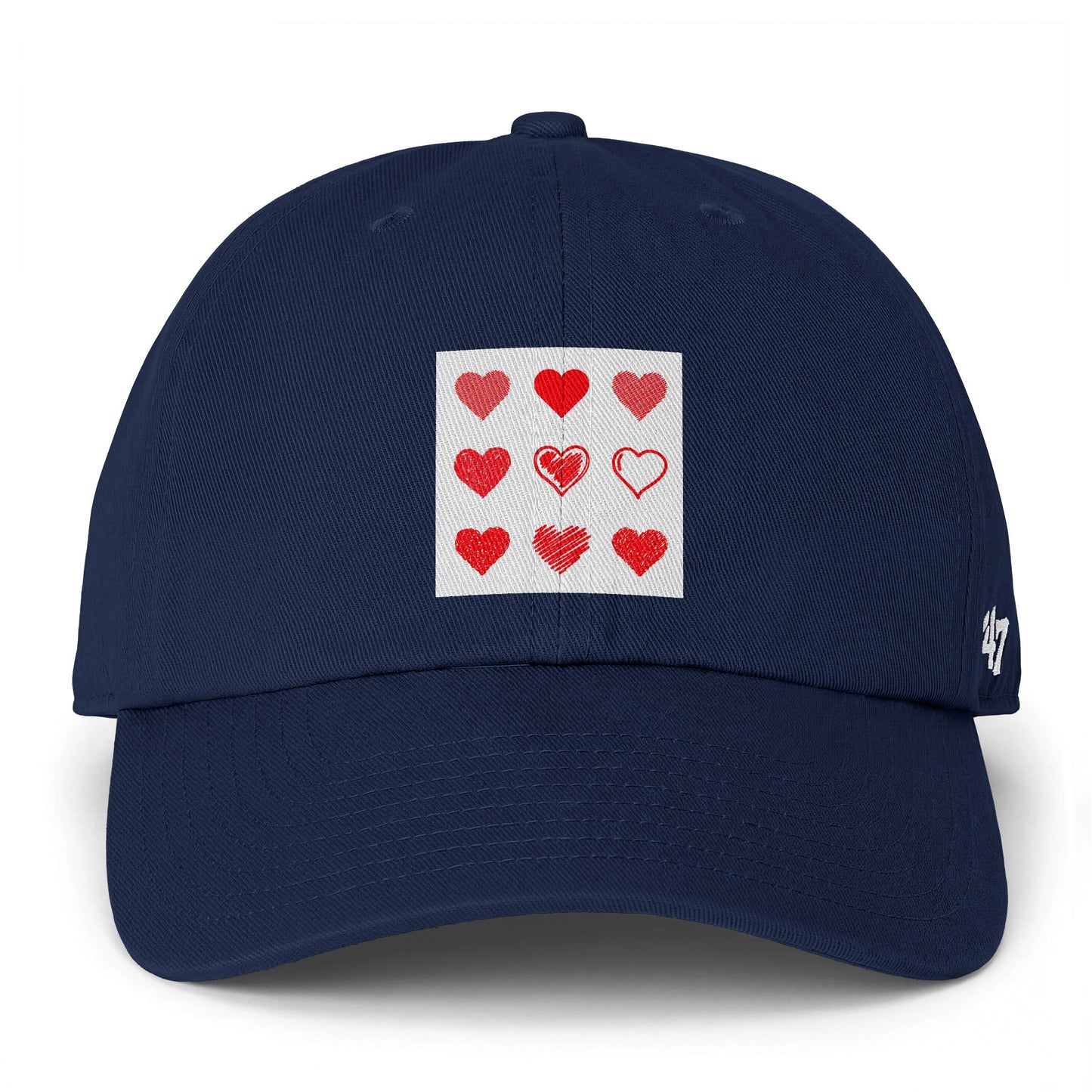Heart Grid Baseball Cap — Red Heart Patch Dad Hat