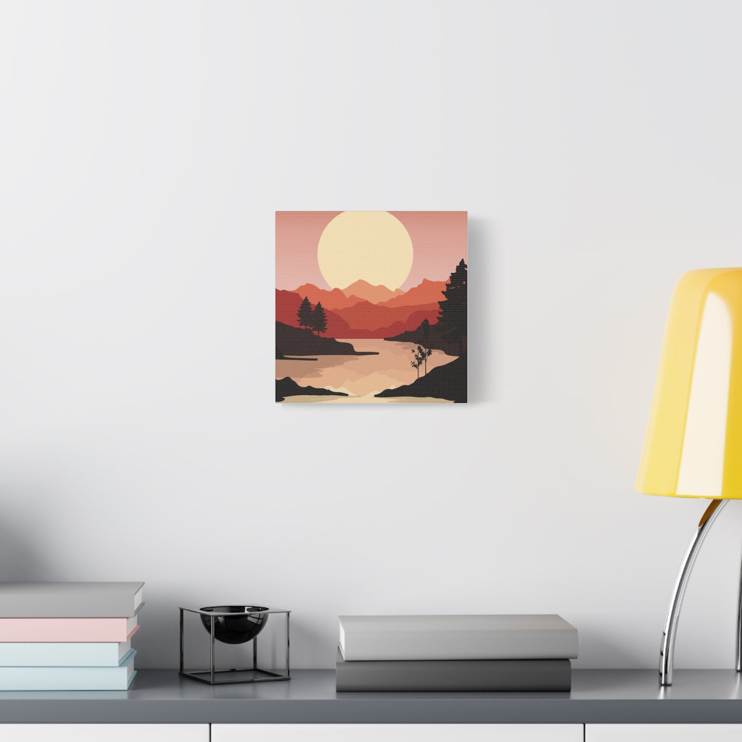 Minimal Mountain Outline Canvas, Stretched Matte, Single-Peak Trail Art | Mountaincore