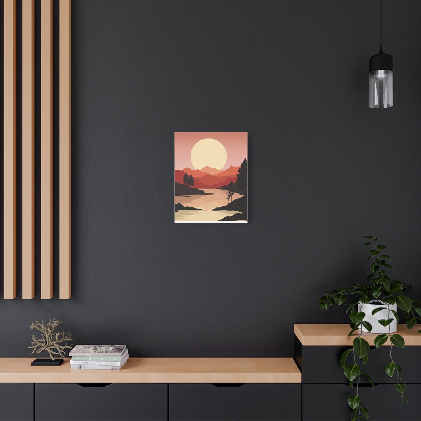 Minimal Mountain Outline Canvas, Stretched Matte, Single-Peak Trail Art | Mountaincore