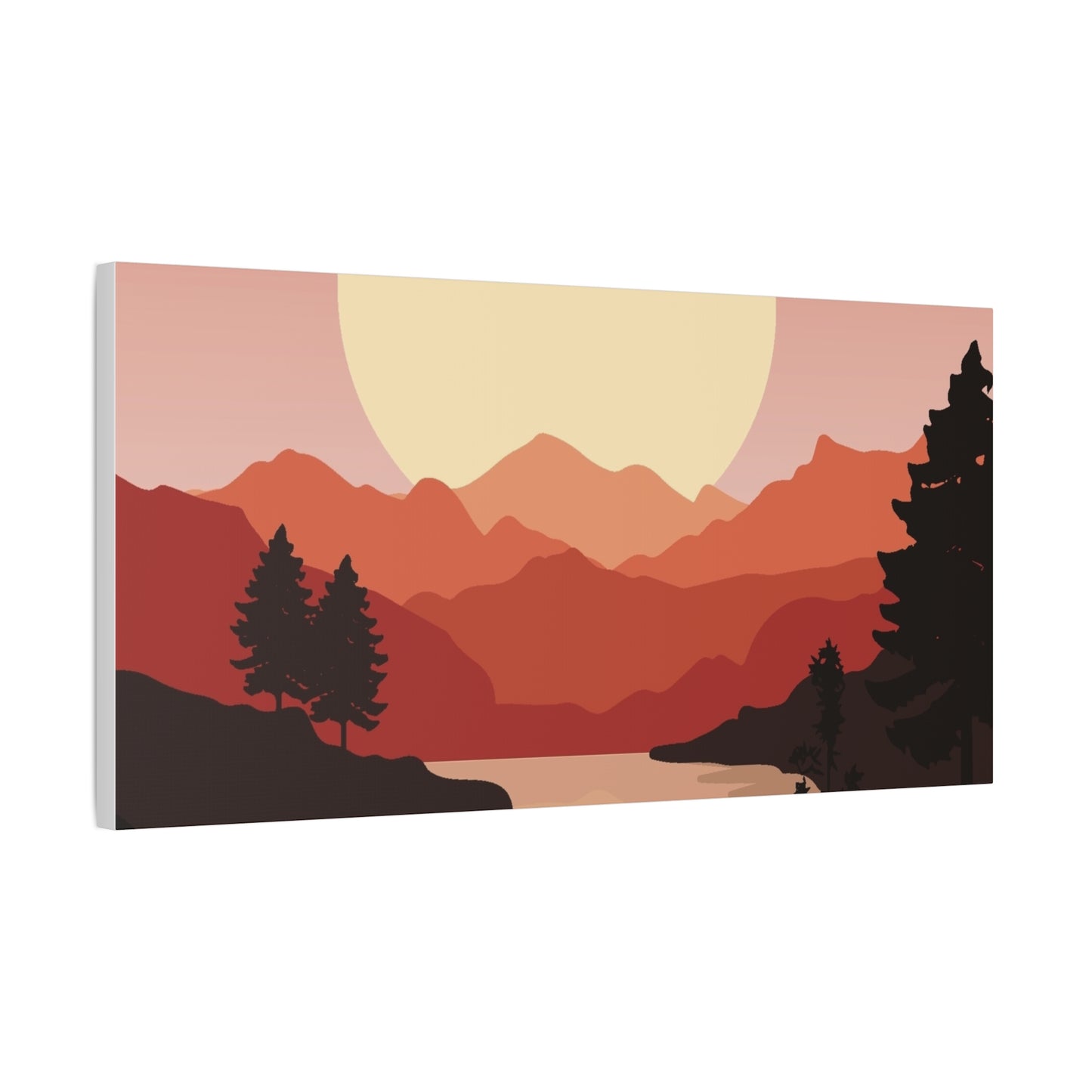 Minimal Mountain Outline Canvas, Stretched Matte, Single-Peak Trail Art | Mountaincore