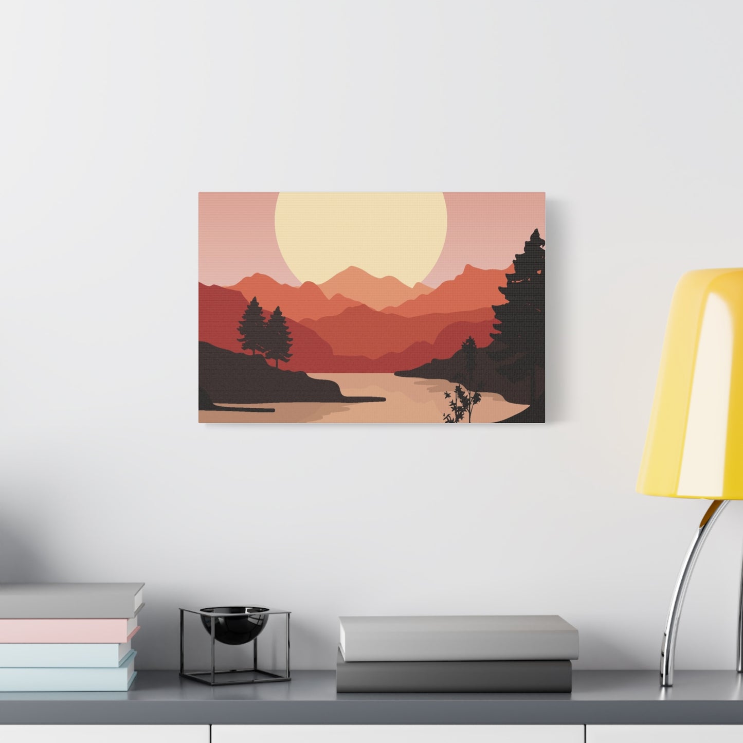 Minimal Mountain Outline Canvas, Stretched Matte, Single-Peak Trail Art | Mountaincore