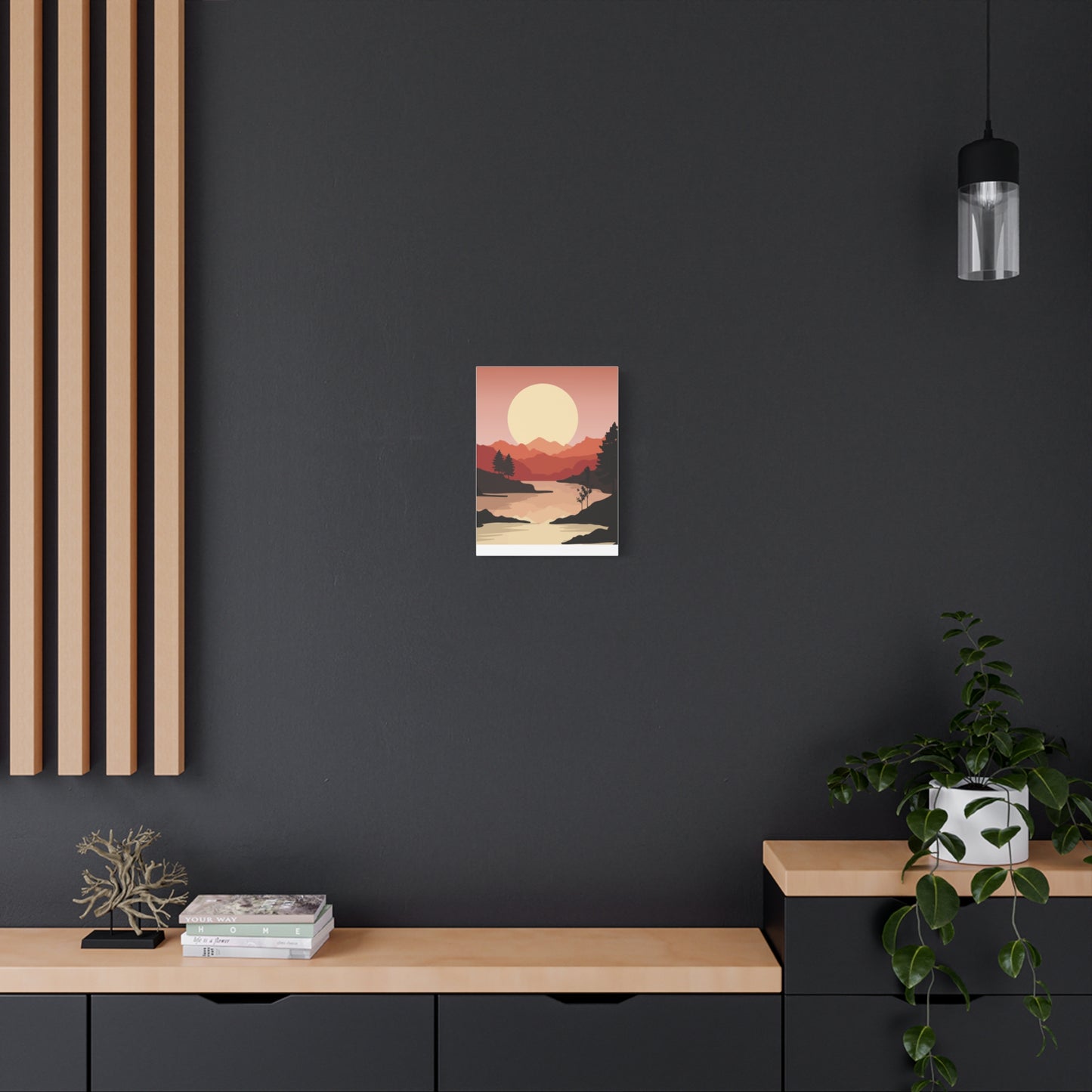 Minimal Mountain Outline Canvas, Stretched Matte, Single-Peak Trail Art | Mountaincore