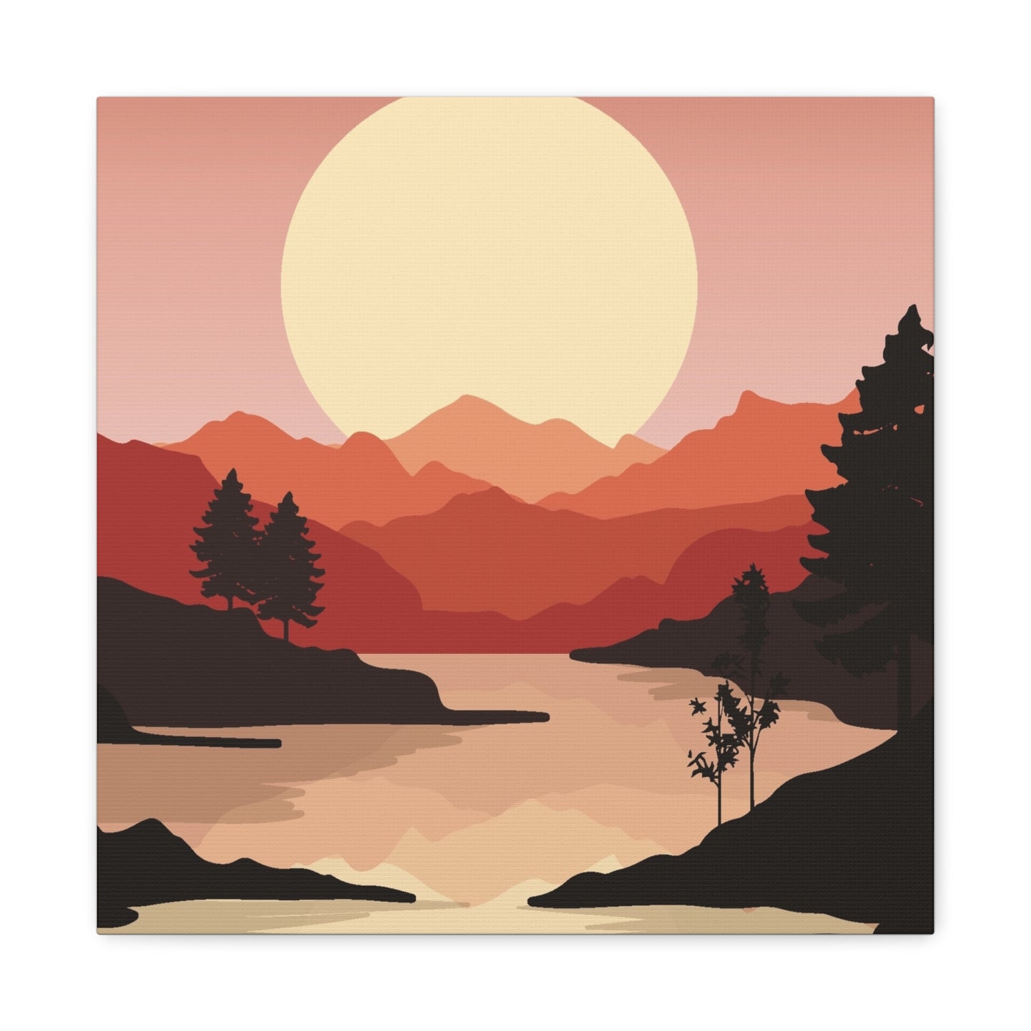 Minimal Mountain Outline Canvas, Stretched Matte, Single-Peak Trail Art | Mountaincore