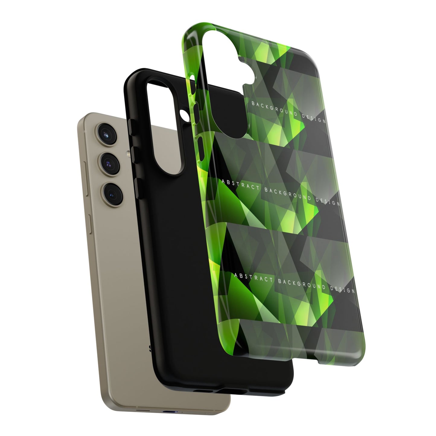 Green Geometric Phone Case — Abstract Triangular Pattern Tough Case