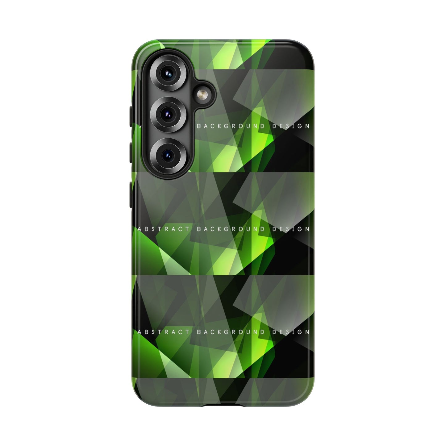 Green Geometric Phone Case — Abstract Triangular Pattern Tough Case