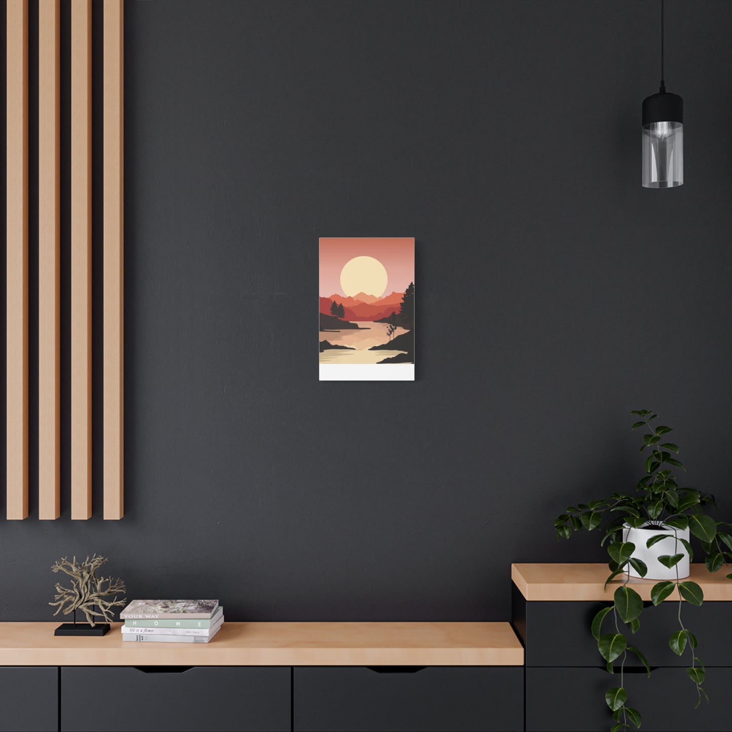 Minimal Mountain Outline Canvas, Stretched Matte, Single-Peak Trail Art | Mountaincore