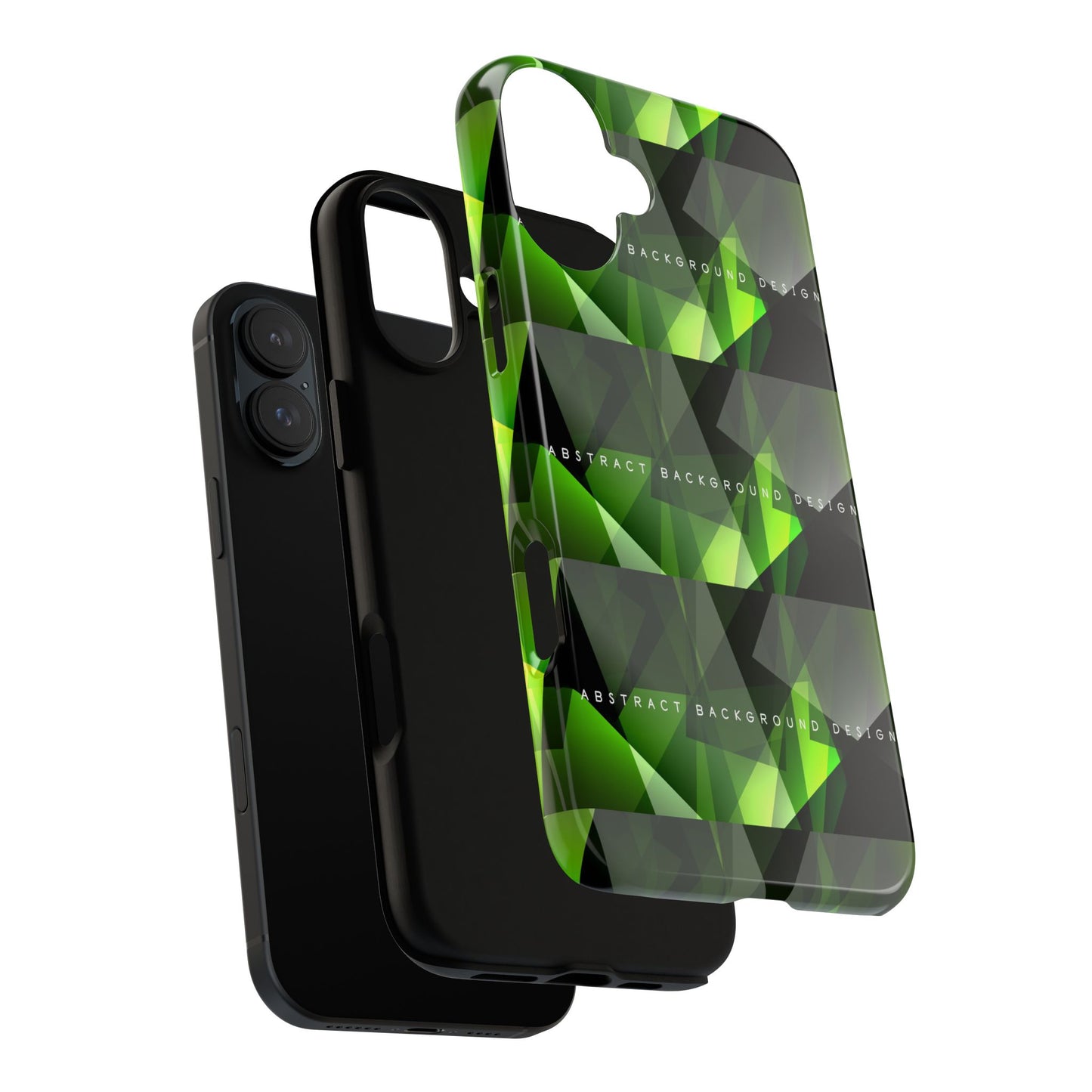 Green Geometric Phone Case — Abstract Triangular Pattern Tough Case