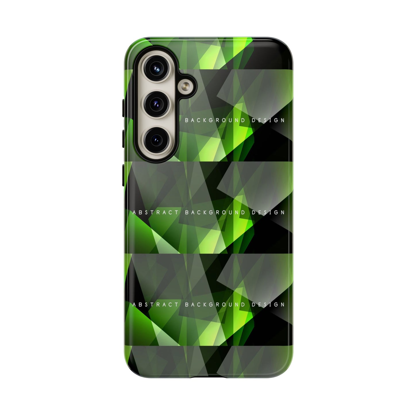 Green Geometric Phone Case — Abstract Triangular Pattern Tough Case