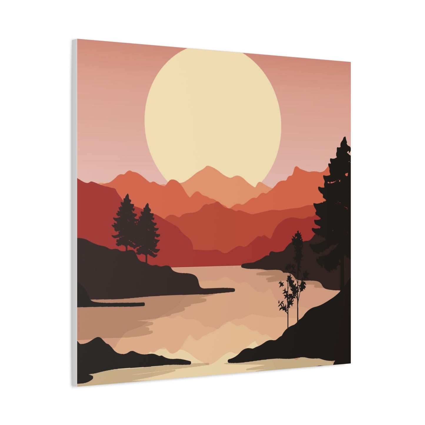 Minimal Mountain Outline Canvas, Stretched Matte, Single-Peak Trail Art | Mountaincore