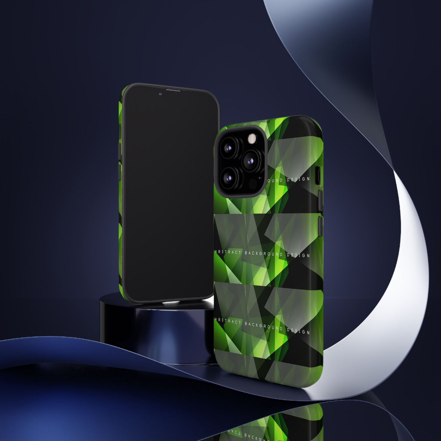 Green Geometric Phone Case — Abstract Triangular Pattern Tough Case